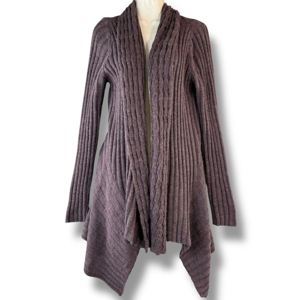 Bianca B. Made in Italy Plum Open Front Long Sleeve Cardigan Size L Boho Hippie